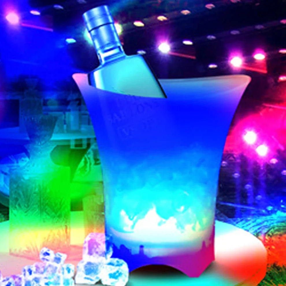 Светеща RGB ледарка – LED кофа за лед и напитки