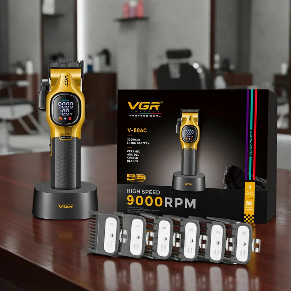 ПОДАРЪК ЧЕТКА!Професионална машинка за подстригване VGR V-886C GOLD