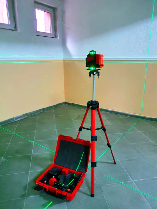 Лазерен Нивелир 360° с 16 Линии (четири точков) Самонивилиращ се, със Зелен Лазер