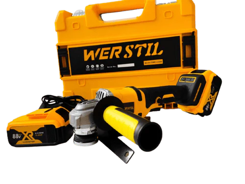 Немски акумулаторен безчетков ъглошлайф WERSTIL 88V + 2 батерии и зарядно с куфар