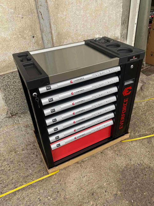 Количка с инструменти 260ч 7 оборудвани чекмеджета метален капак EVERFORCE